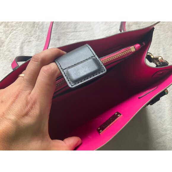 Kate Spade Arbour Hill Kyra Sweetheart Crossbody Hand Bag Black Pink Leather*Rea - Picture 10 of 16